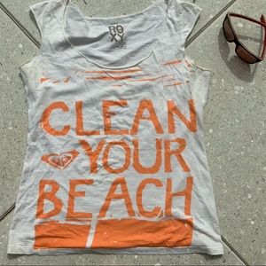 ROXY CLEAN YOUR BEACH logo tee tank top